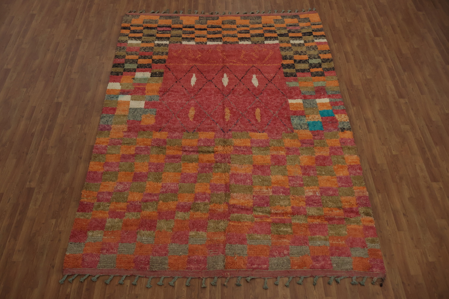Checkered Moroccan Wool Area Rug 8x11