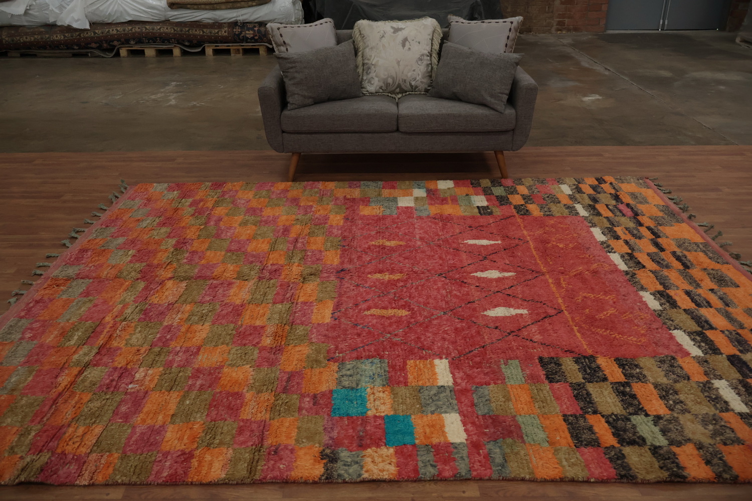 Checkered Moroccan Wool Area Rug 8x11