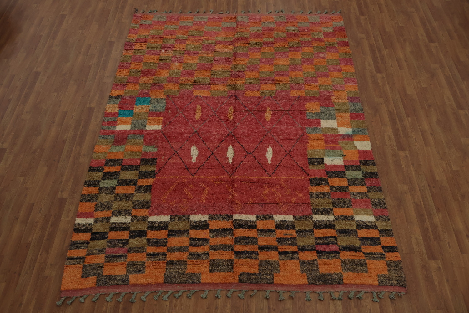 Checkered Moroccan Wool Area Rug 8x11