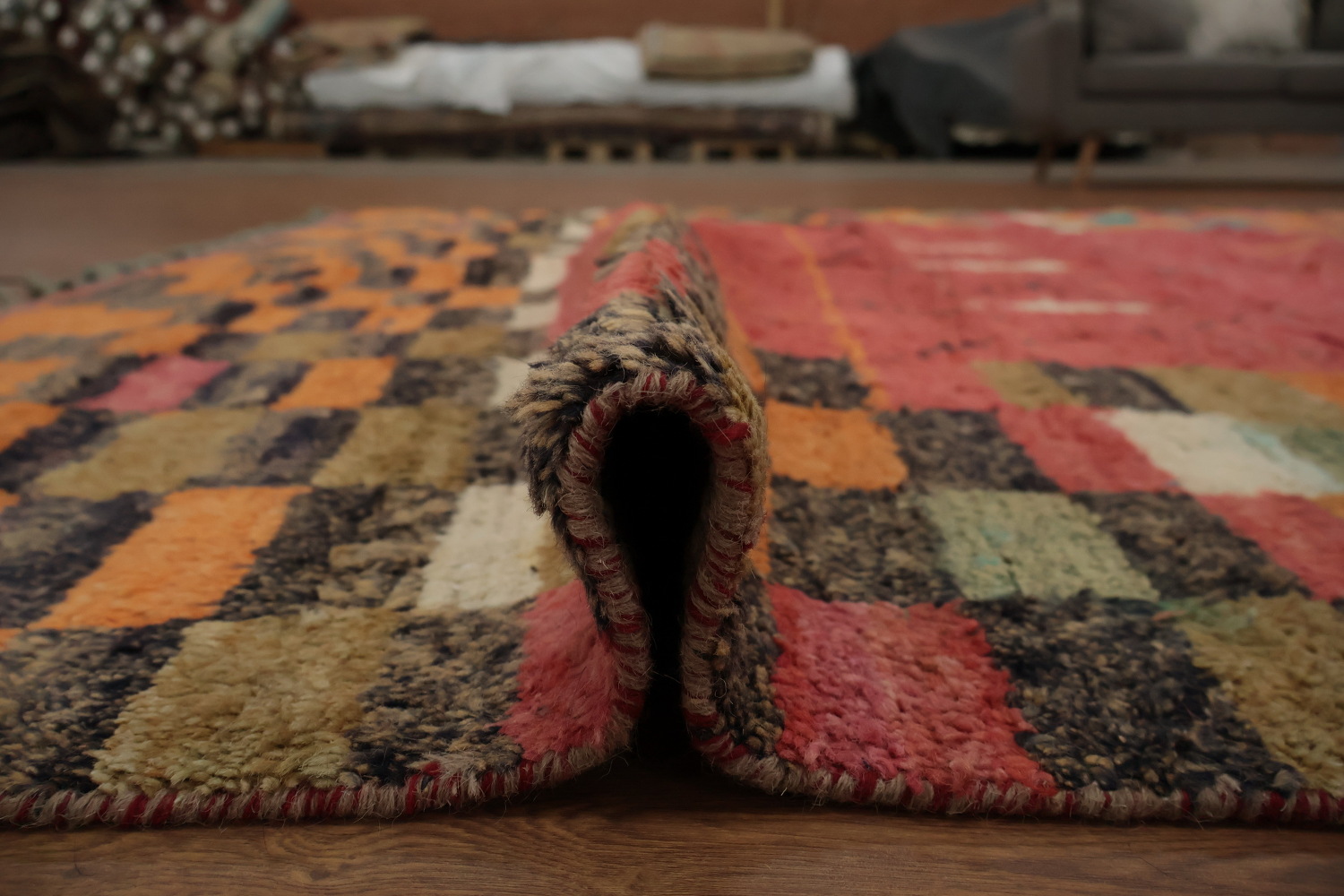 Checkered Moroccan Wool Area Rug 8x11