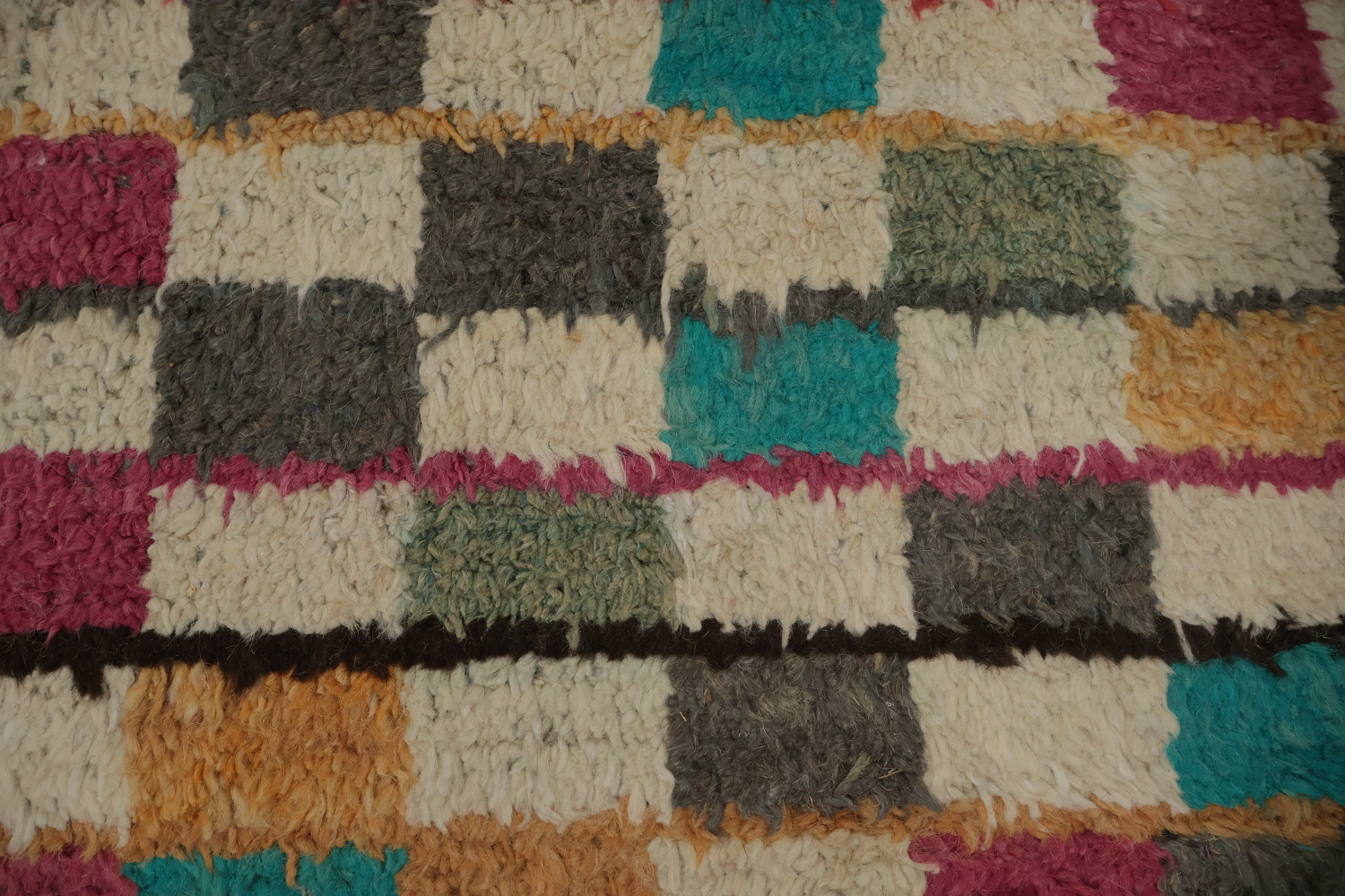 Checkered Design Handcrafted Artistry Moroccan Wool Area Rug 9x13