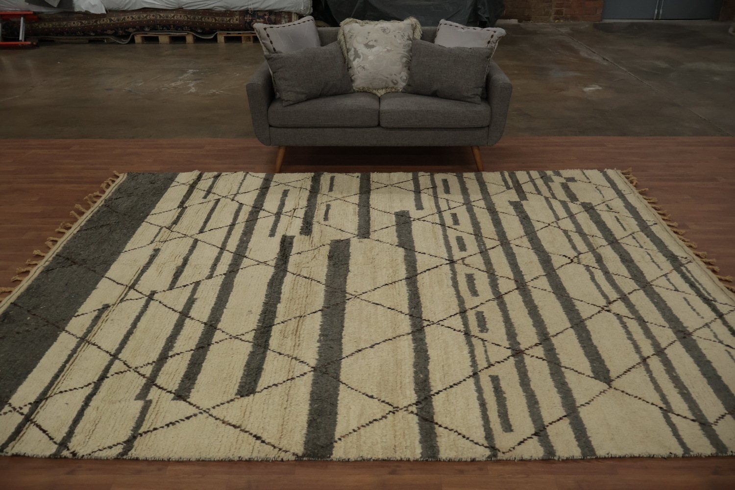Moroccan Area Rug 8x11 with Bold and Muted Geometric Details