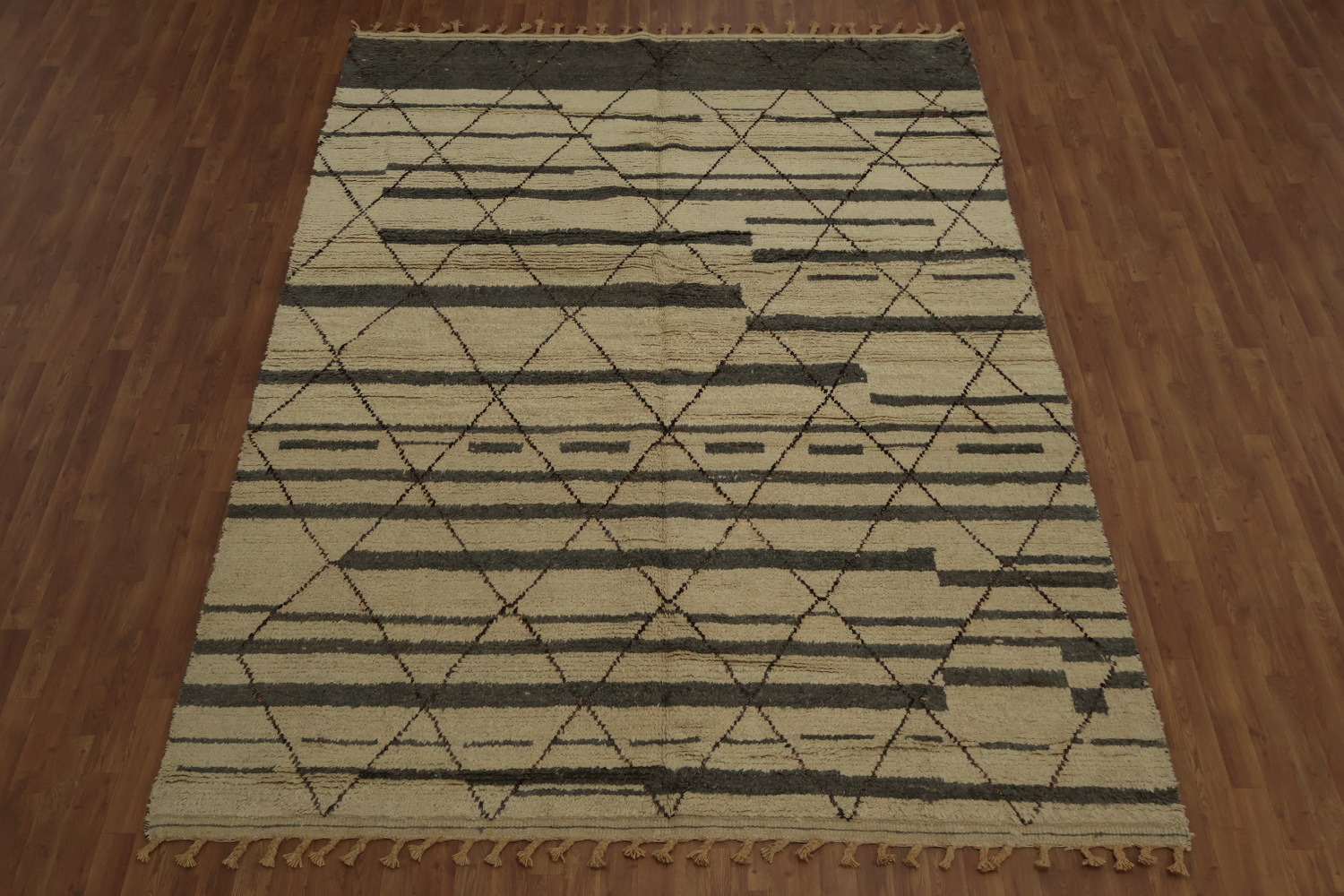 Moroccan Area Rug 8x11 with Bold and Muted Geometric Details