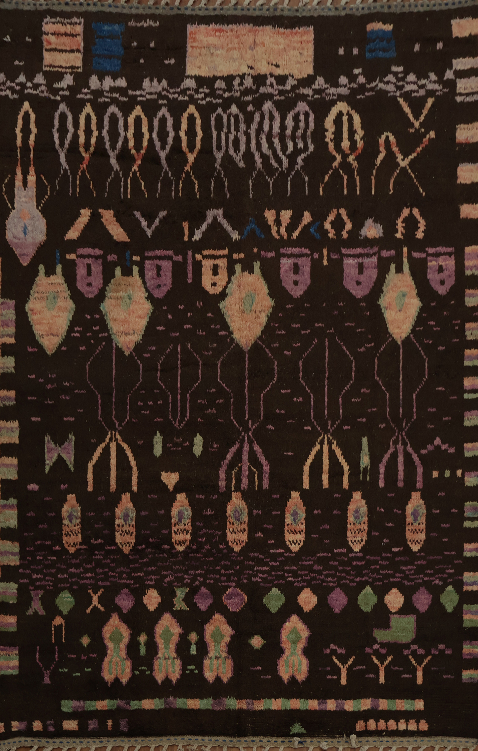 Tribal Brown Moroccan Wool Area Rug 9x12