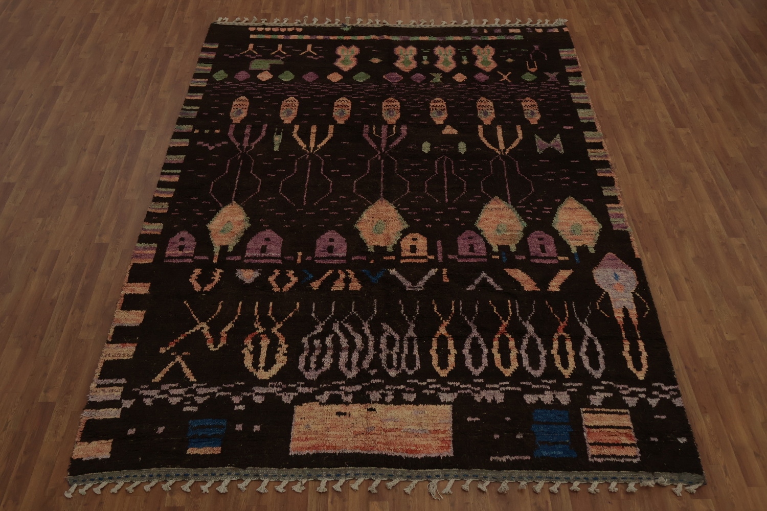 Tribal Brown Moroccan Wool Area Rug 9x12