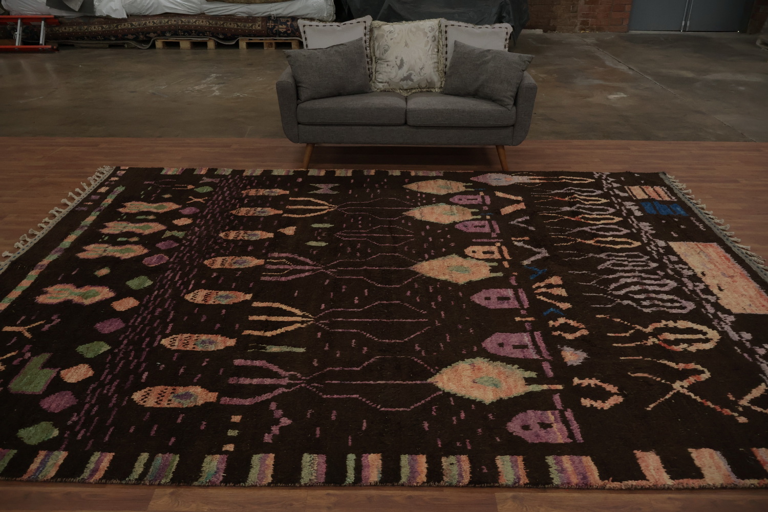 Tribal Brown Moroccan Wool Area Rug 9x12