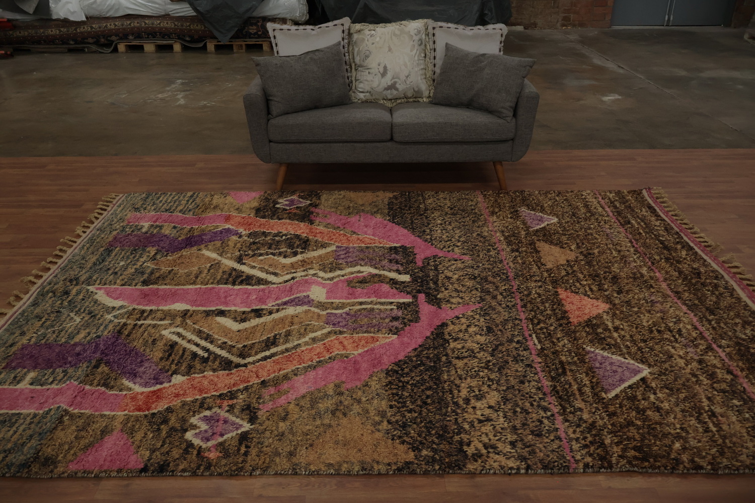 Bohemian Moroccan Area Rug 7x10 with Geometric Patterns
