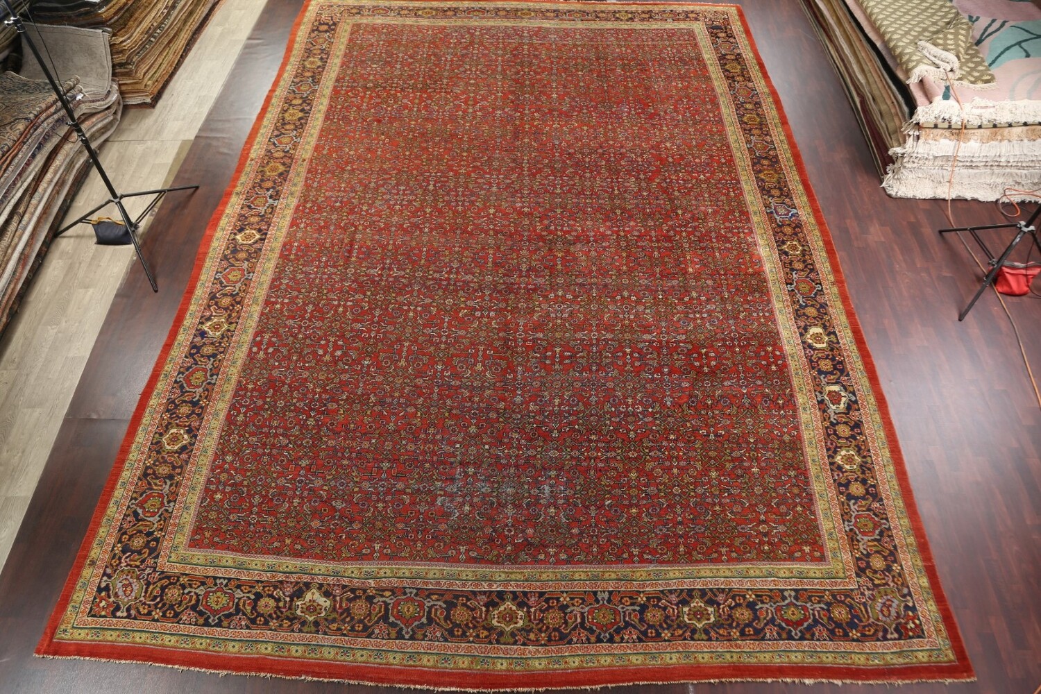 Pre-1900 Antique Vegetable Dye Sultanabad Persian Rug 15x22