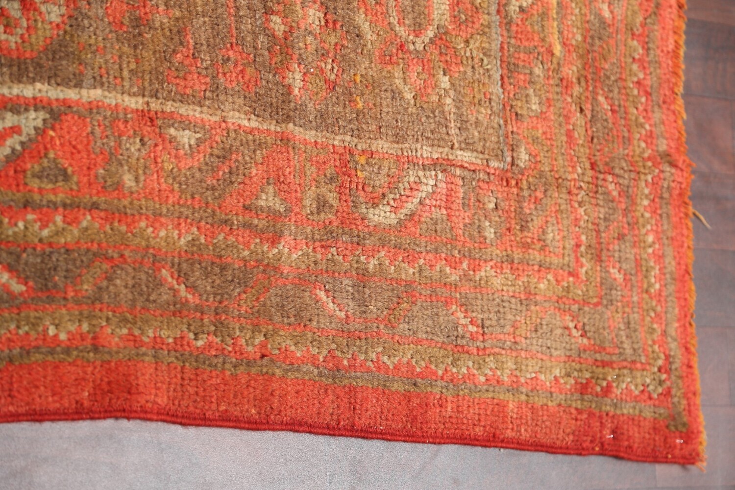 Pre-1900 Antique Vegetable Dye Oushak Turkish Area Rug 14x19