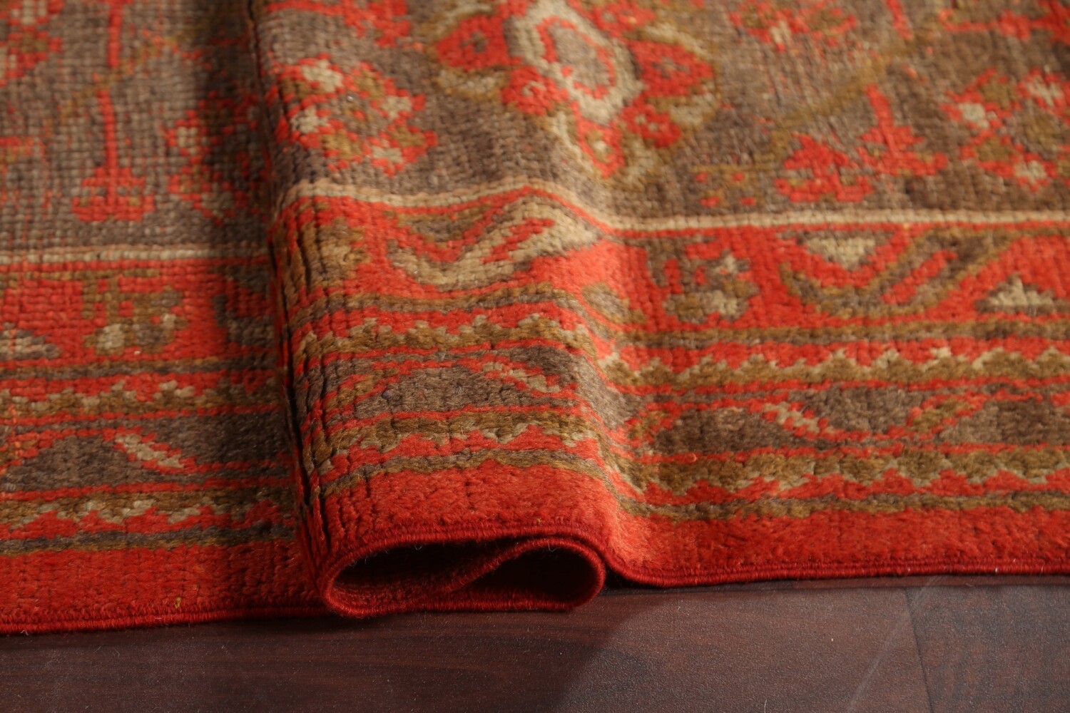 Pre-1900 Antique Vegetable Dye Oushak Turkish Area Rug 14x19