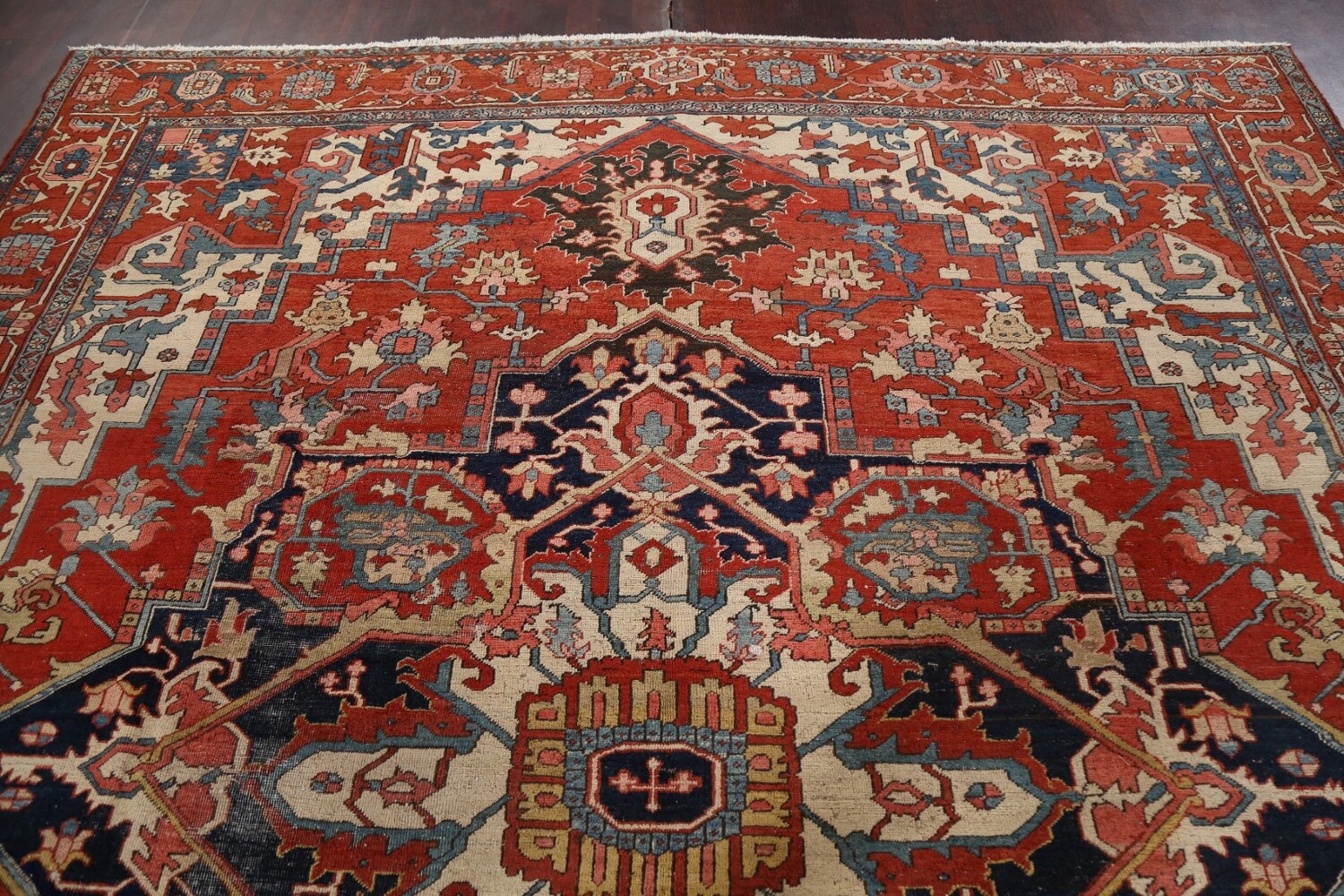 Antique Vegetable Dye Heriz Serapi Persian Area Rug 10x11
