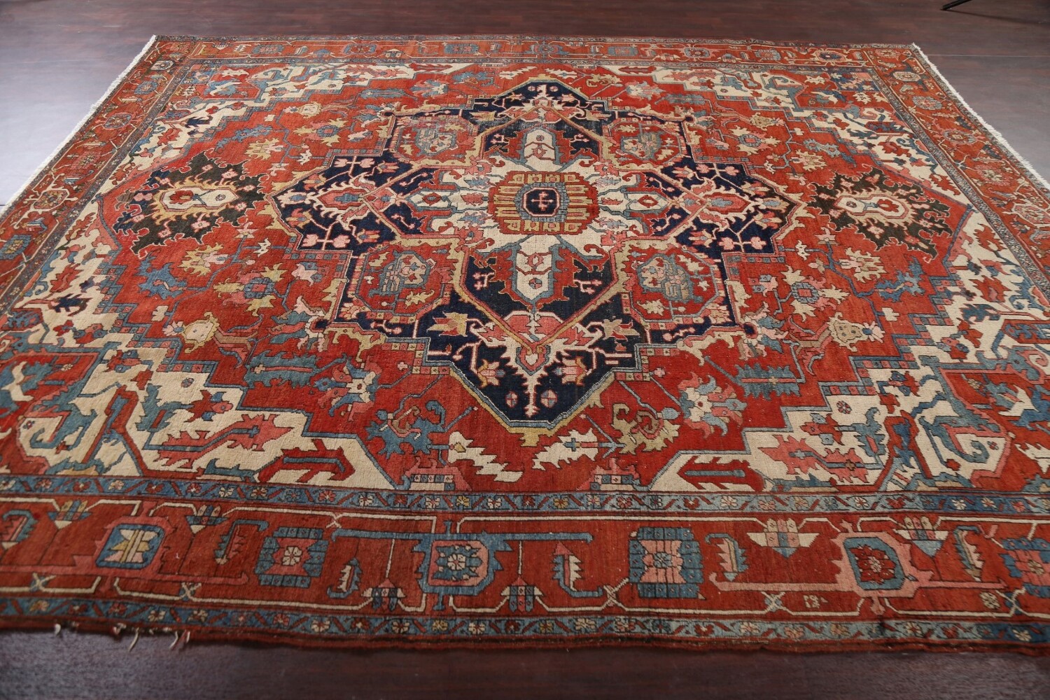 Antique Vegetable Dye Heriz Serapi Persian Area Rug 10x11