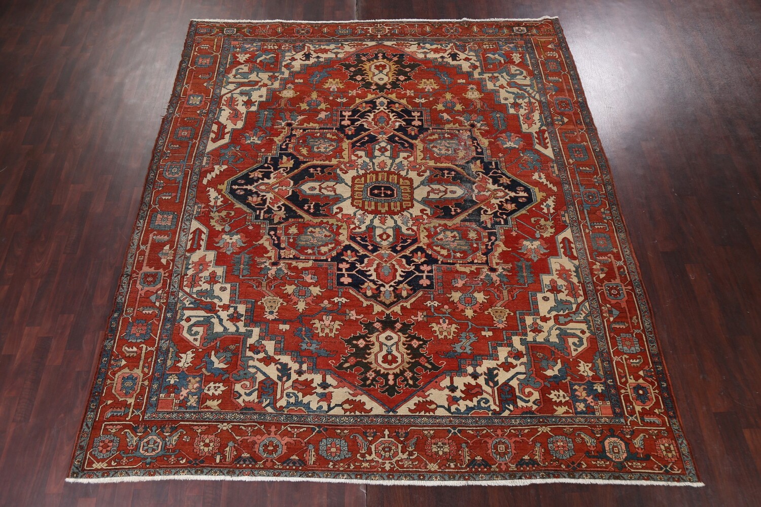 Antique Vegetable Dye Heriz Serapi Persian Area Rug 10x11