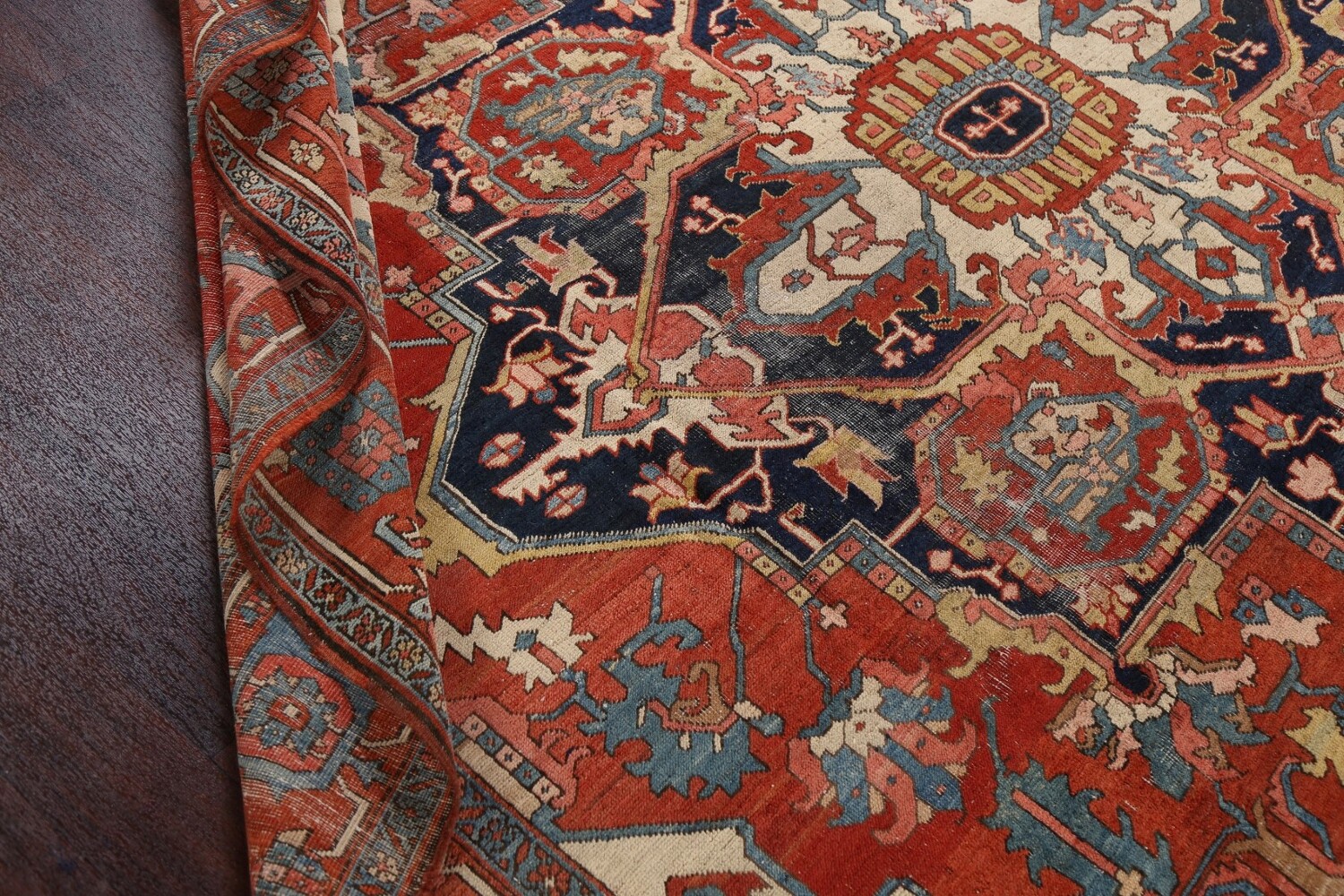 Antique Vegetable Dye Heriz Serapi Persian Area Rug 10x11