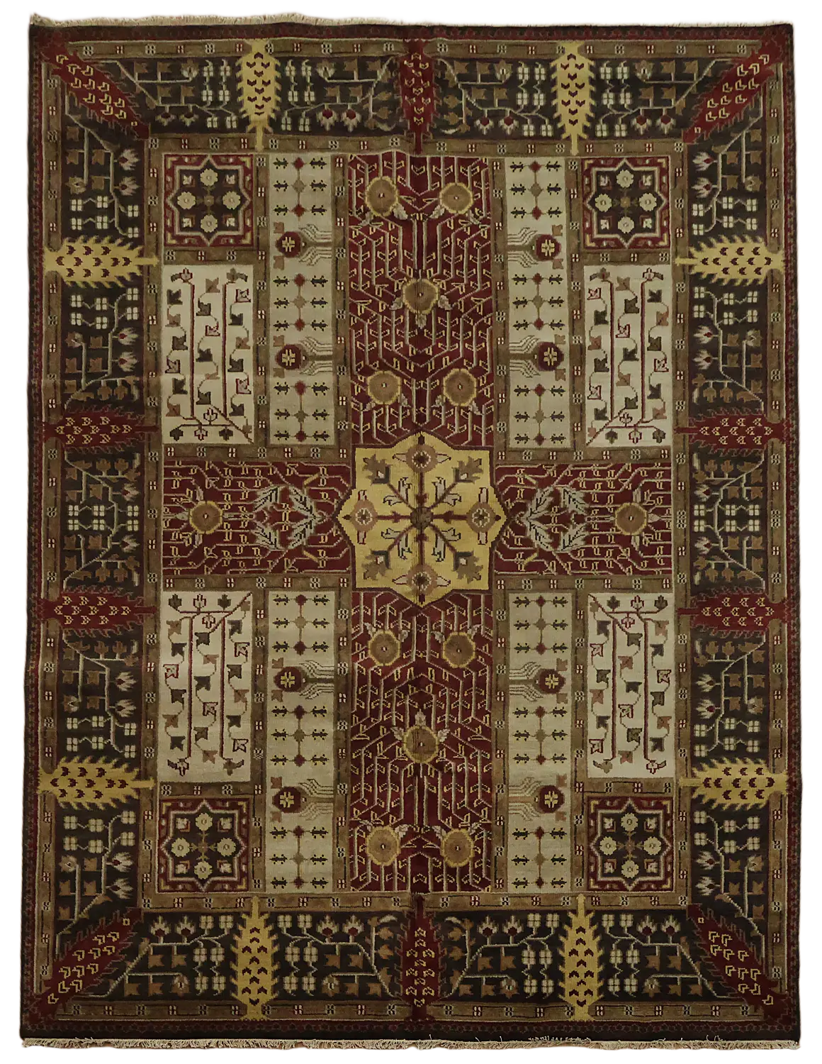 Luxurious Traditional Red and Black Rug in Warm Rustic Palette 8x10 ft