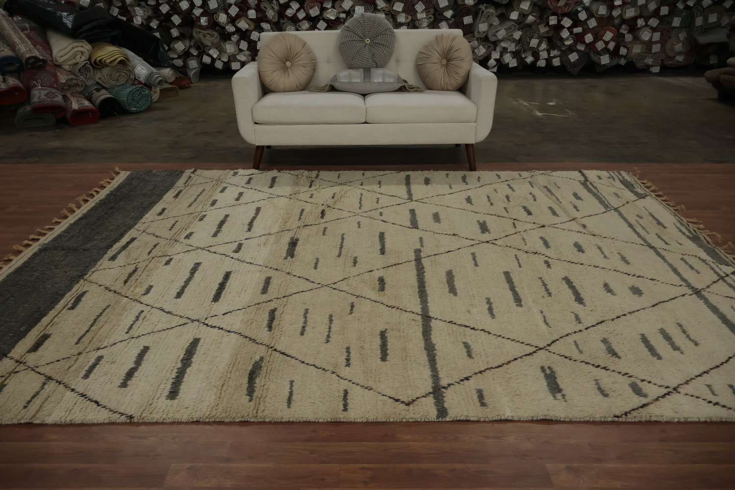 Sophisticated Moroccan Handmade Area Rug 8x11 with Diamond Patterns