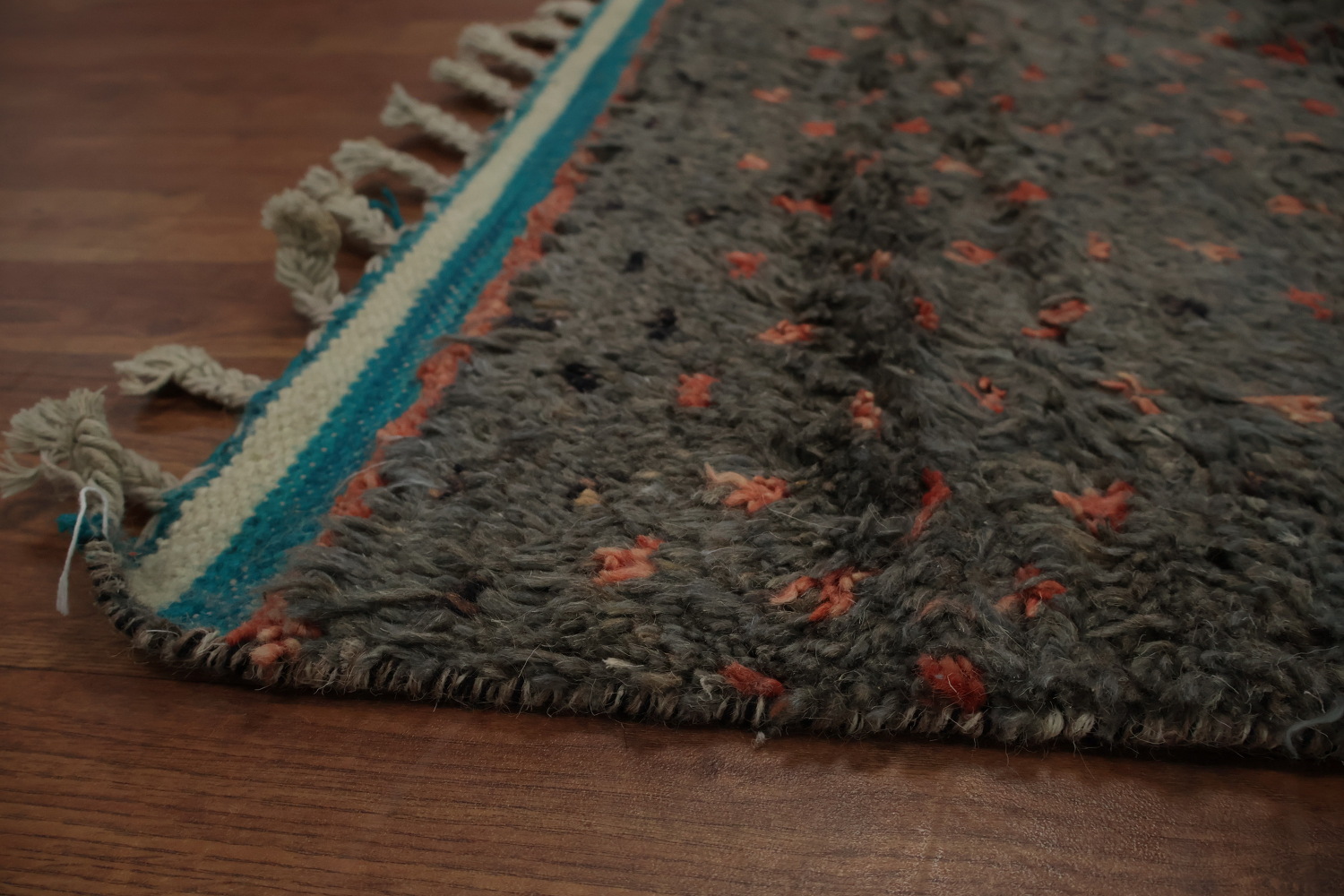 Rustic Handcrafted Moroccan Area Rug 9x13 Features Unique Textured Strips