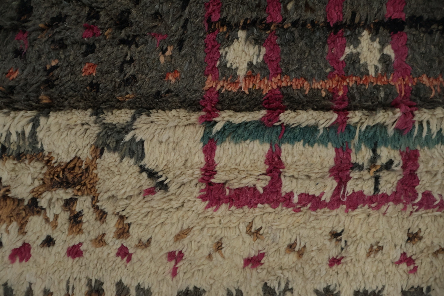 Rustic Handcrafted Moroccan Area Rug 9x13 Features Unique Textured Strips