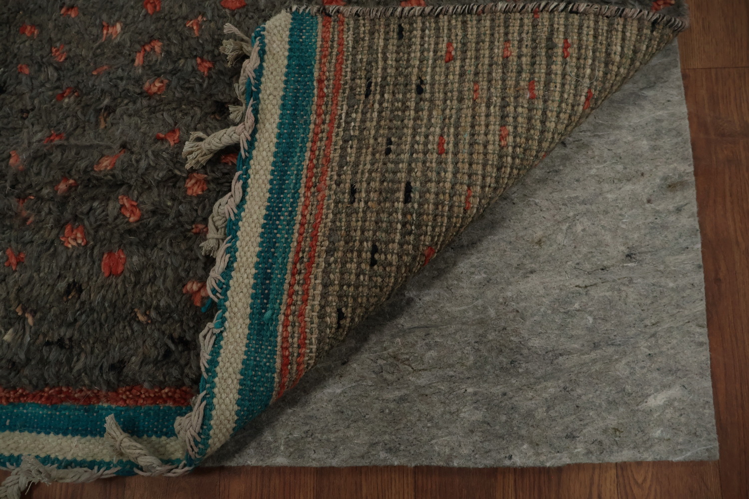 Rustic Handcrafted Moroccan Area Rug 9x13 Features Unique Textured Strips