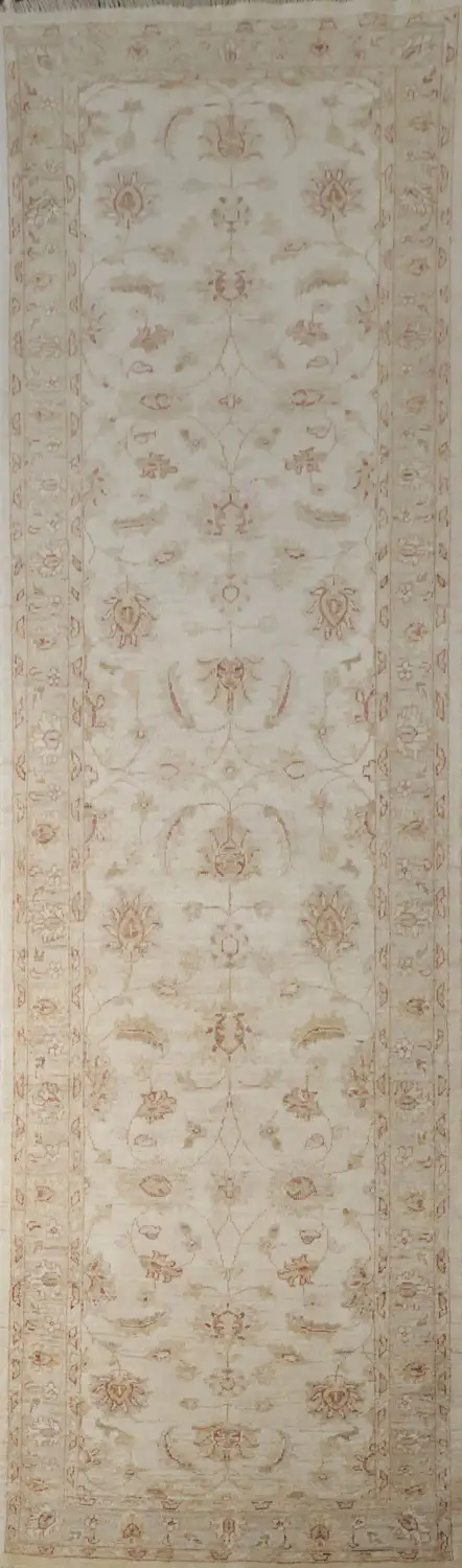 Classic Persian Style Beige Runner with Delicate Motifs 3x10 ft