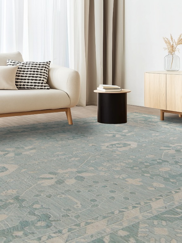 Vegetable Dye Oushak Turkish Large Wool Rug 10x15