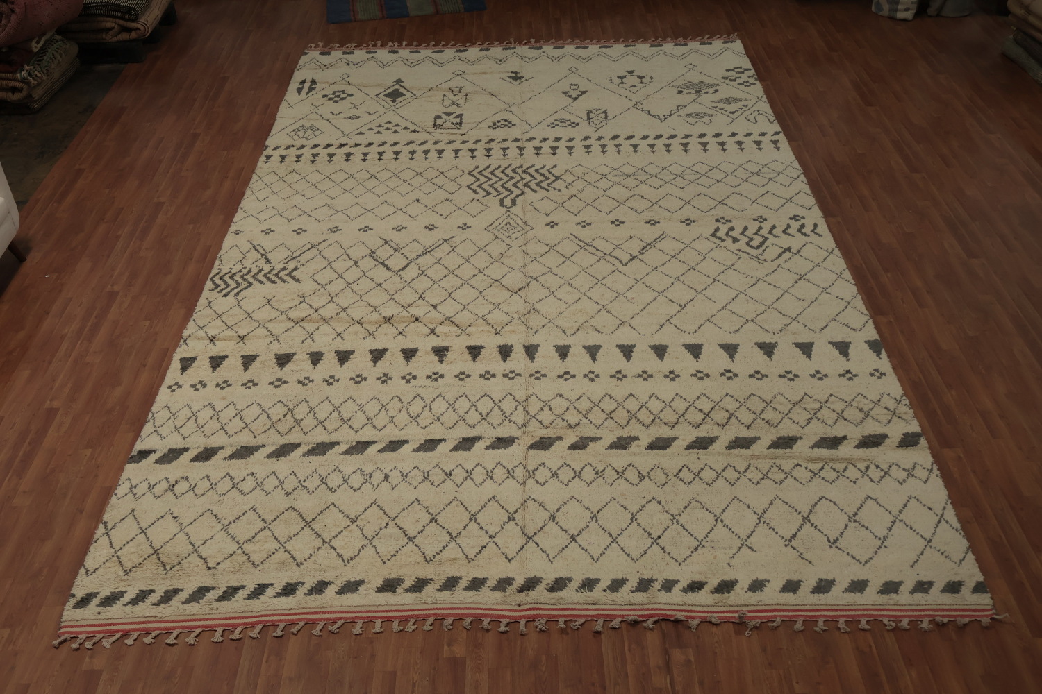 Artisanal Wool Moroccan Large Rug 12x19 with Authentic Tribal Aesthetics