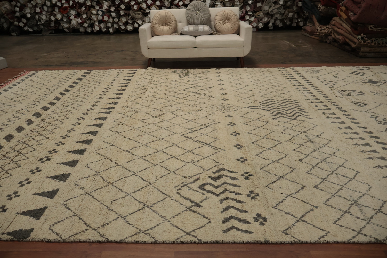 Artisanal Wool Moroccan Large Rug 12x19 with Authentic Tribal Aesthetics
