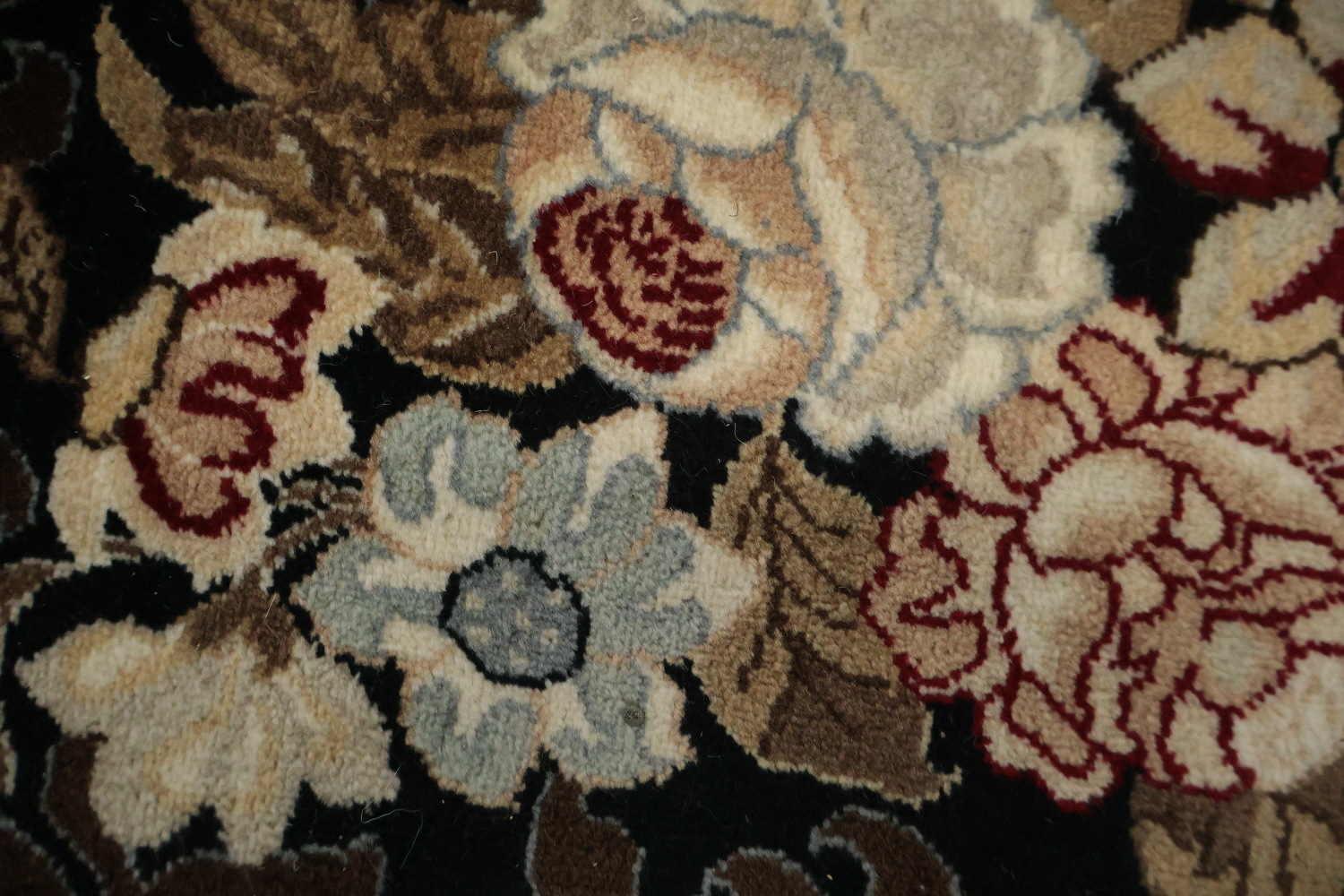 Black Floral Aubusson Area Rug 6x10