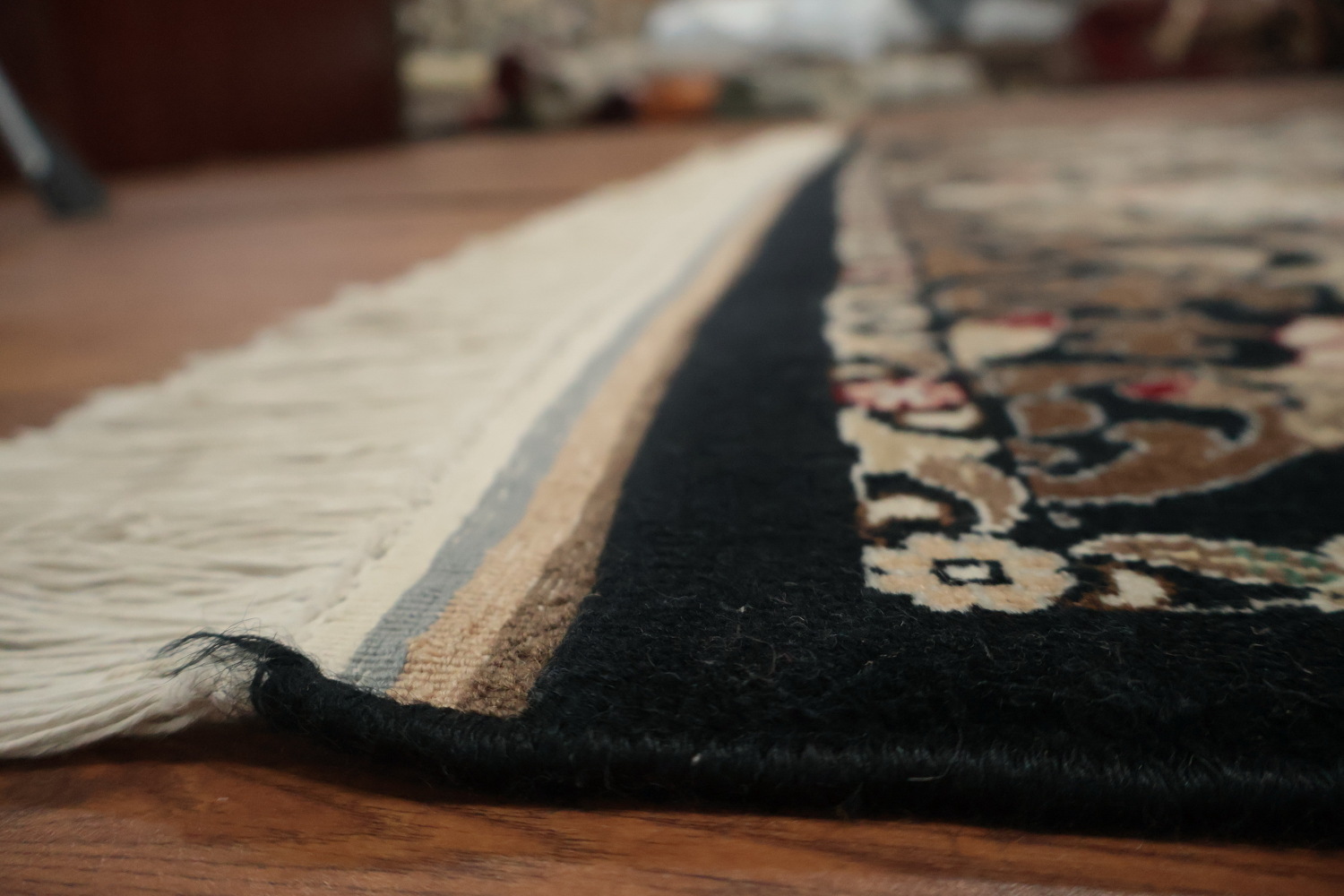 Black Floral Aubusson Area Rug 6x10