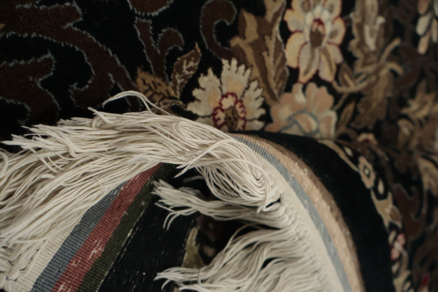 Black Floral Aubusson Area Rug 6x10