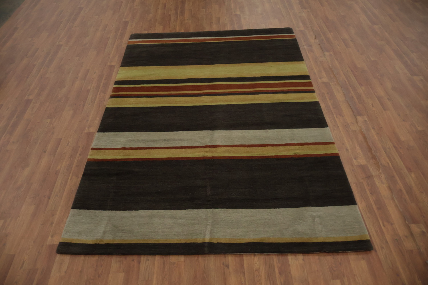 Contemporary Striped Nepalese Wool Area Rug 6x9