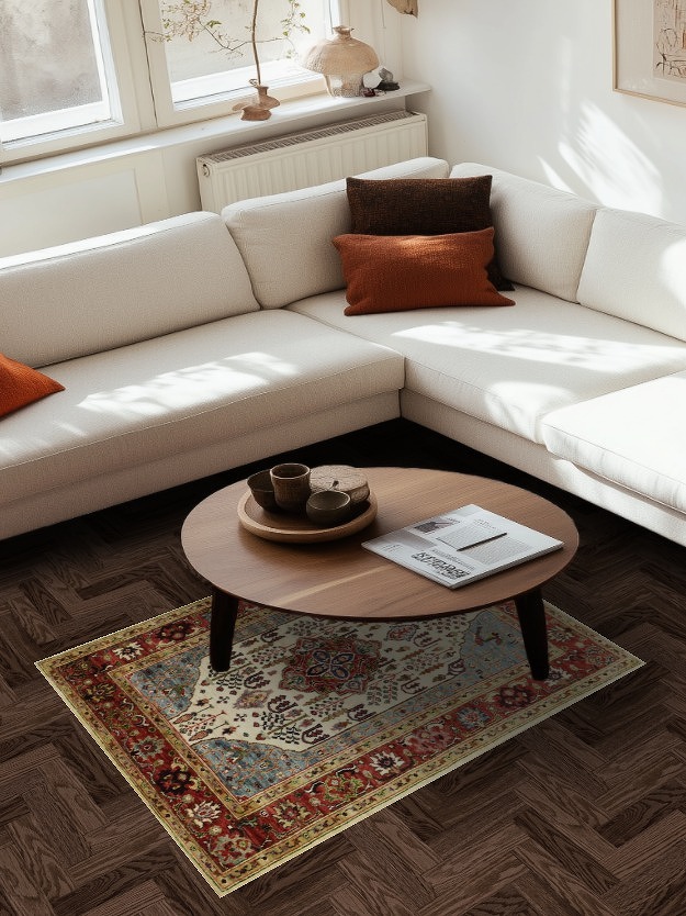 Vegetable Dye Ziegler Wool Area Rug 4x5