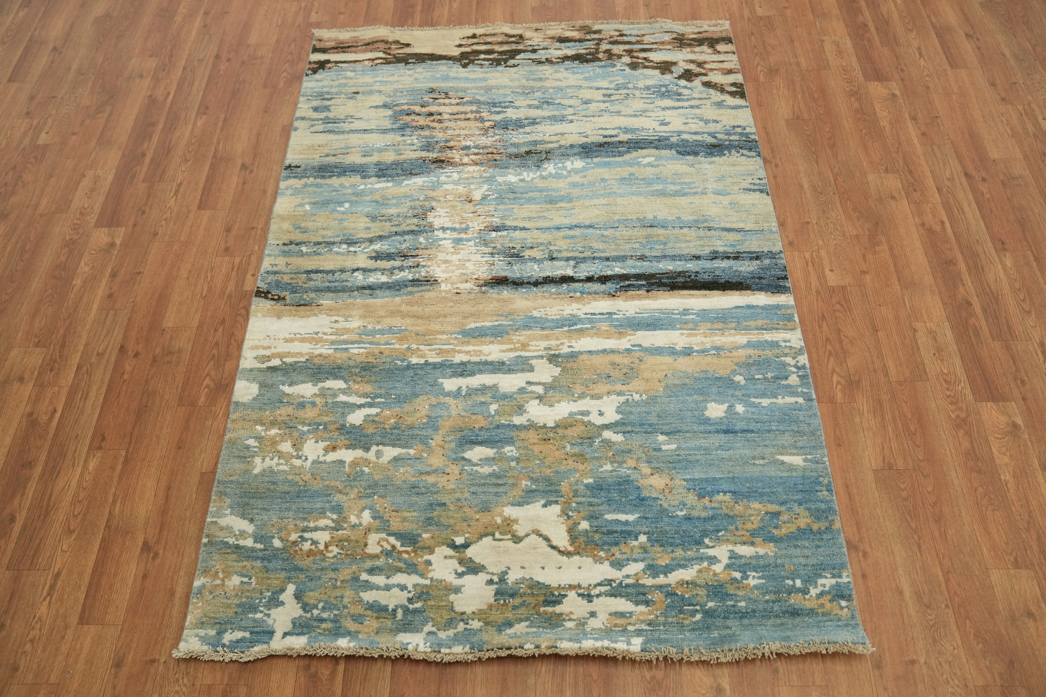 Vegetable Dye Handmade Abstract Wool/ Silk Area Rug 4x6