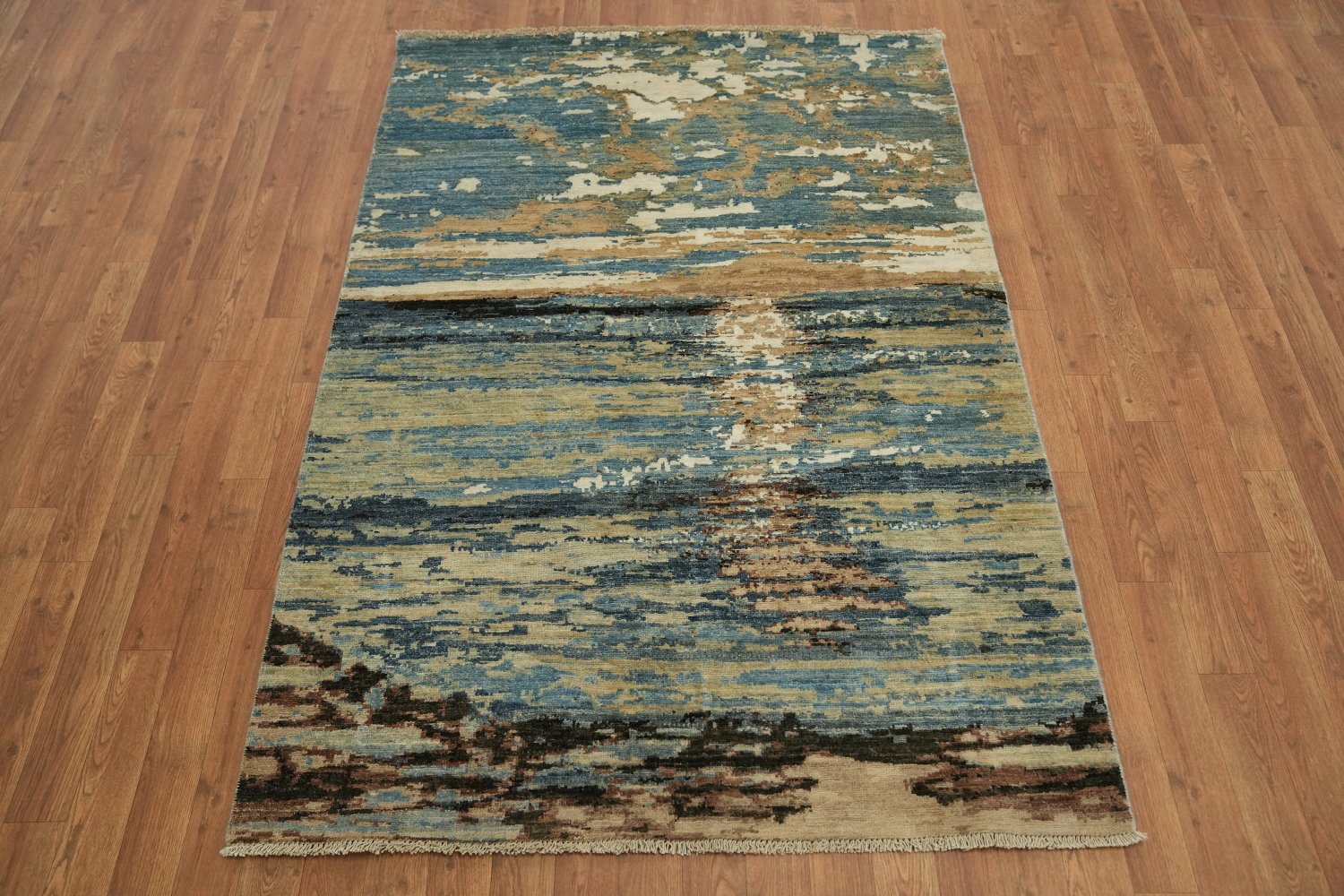 Vegetable Dye Handmade Abstract Wool/ Silk Area Rug 4x6
