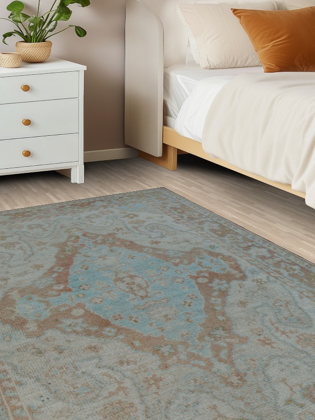 Vegetable Dye Oushak Turkish Area Rug 4x6