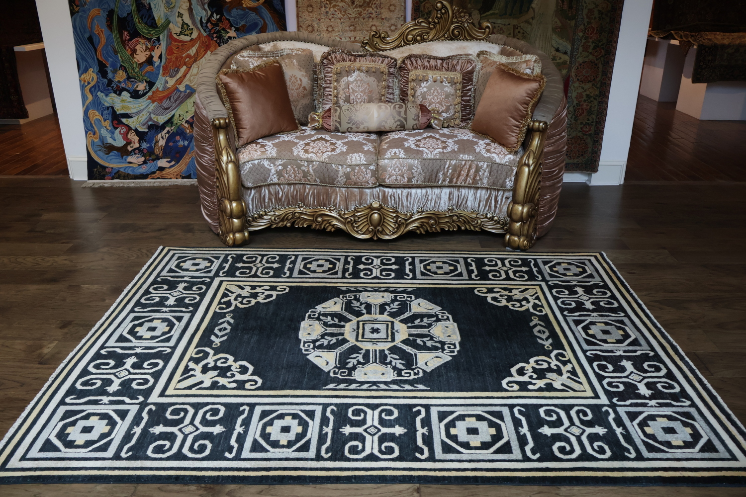 Vegetable Dye Handmade Khotan Wool Area Rug 5x8