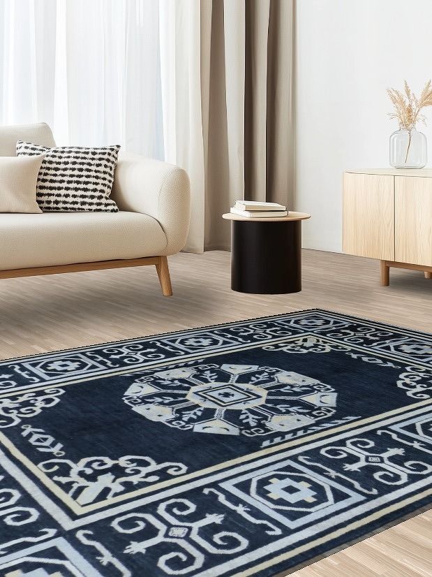Vegetable Dye Handmade Khotan Wool Area Rug 5x8