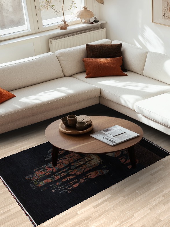 Nature Print Abstract Vegetable Dye Area Rug 4x6