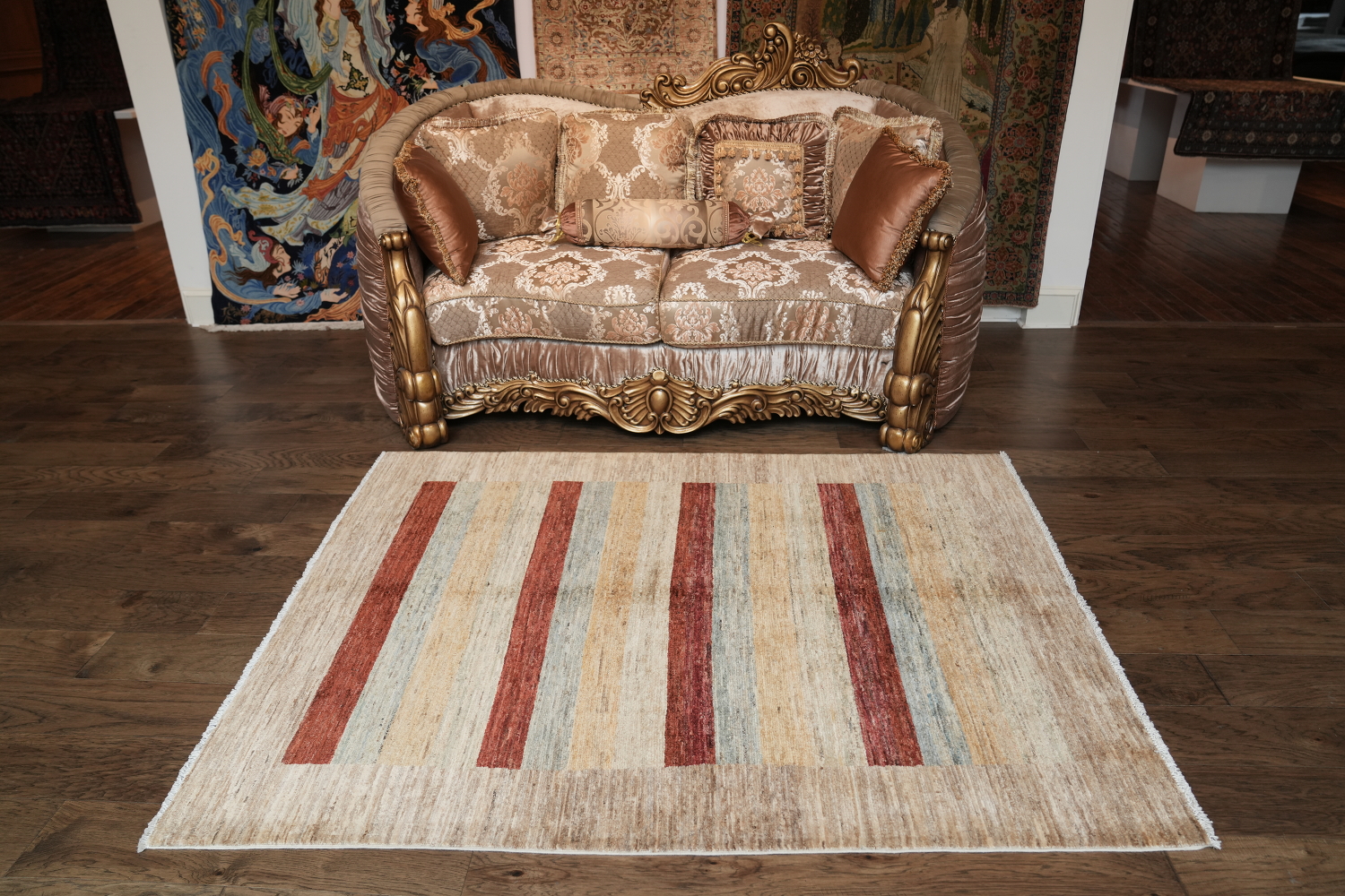 Striped Gabbeh Kashkoli Wool Area Rug 5x6