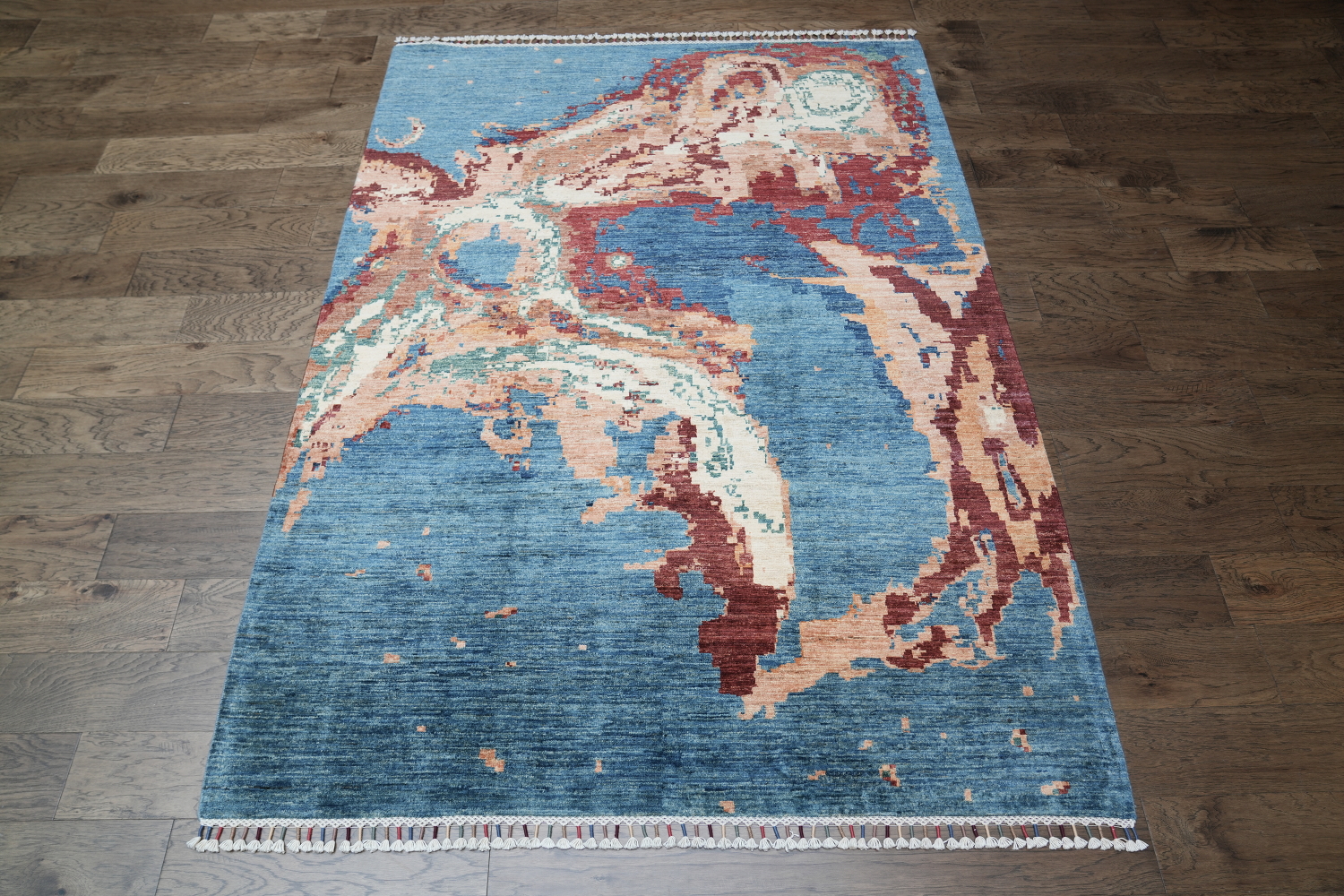 Vegetable Dye Handmade Abstract Wool Area Rug 6x8