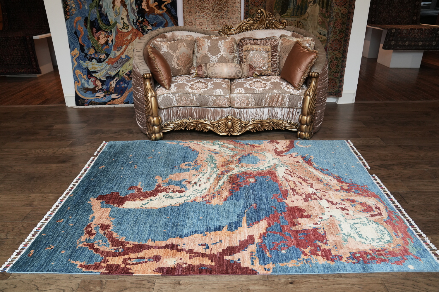 Vegetable Dye Handmade Abstract Wool Area Rug 6x8