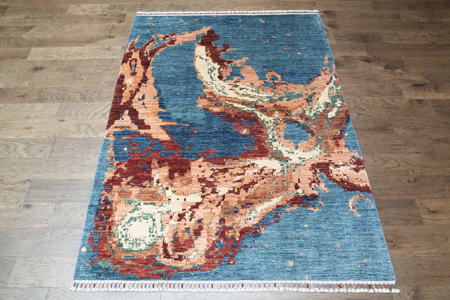 Vegetable Dye Handmade Abstract Wool Area Rug 6x8