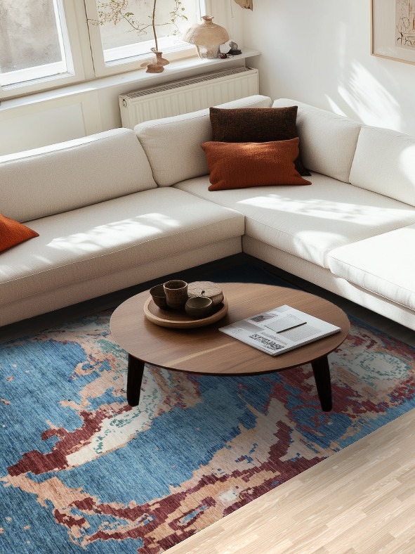 Vegetable Dye Handmade Abstract Wool Area Rug 6x8