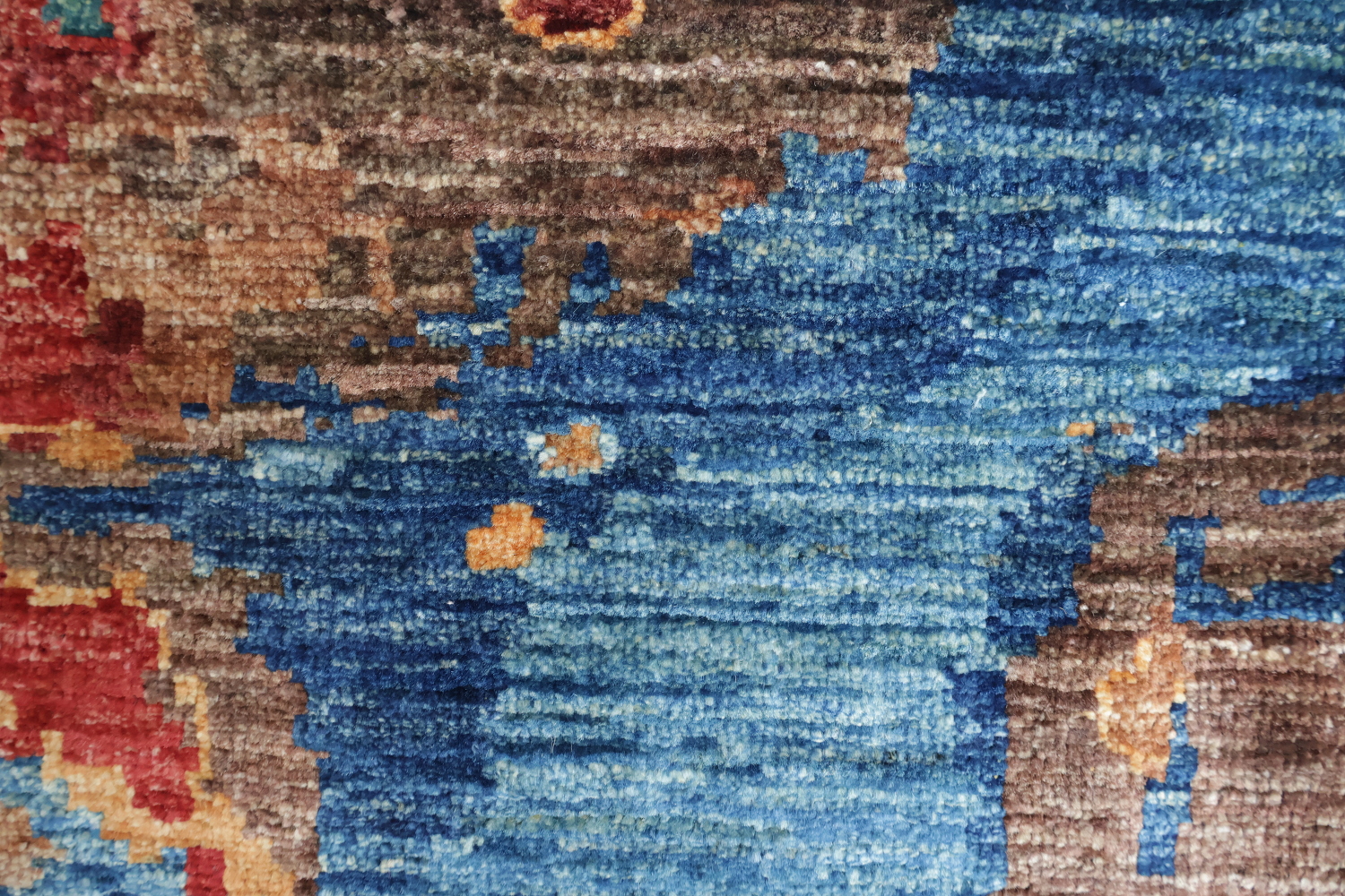 Bold Abstract Artwork Rug with Rich Blue and Red Hues 6x8