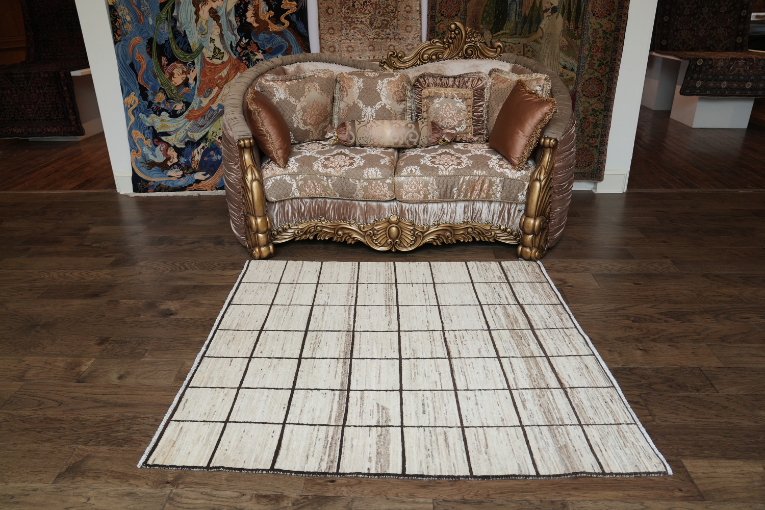 Checkered Gabbeh Kashkoli Square Area Rug 5x5