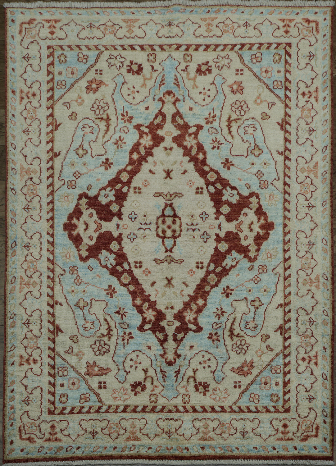 Vegetable Dye Oushak Turkish Area Rug 5x7