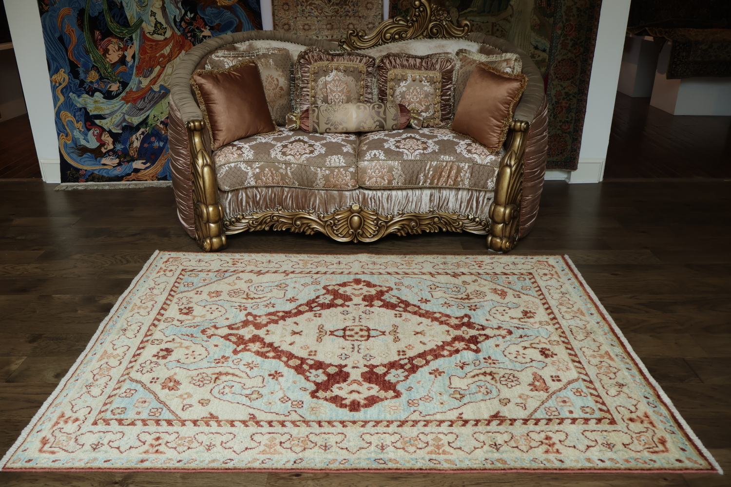 Vegetable Dye Oushak Turkish Area Rug 5x7