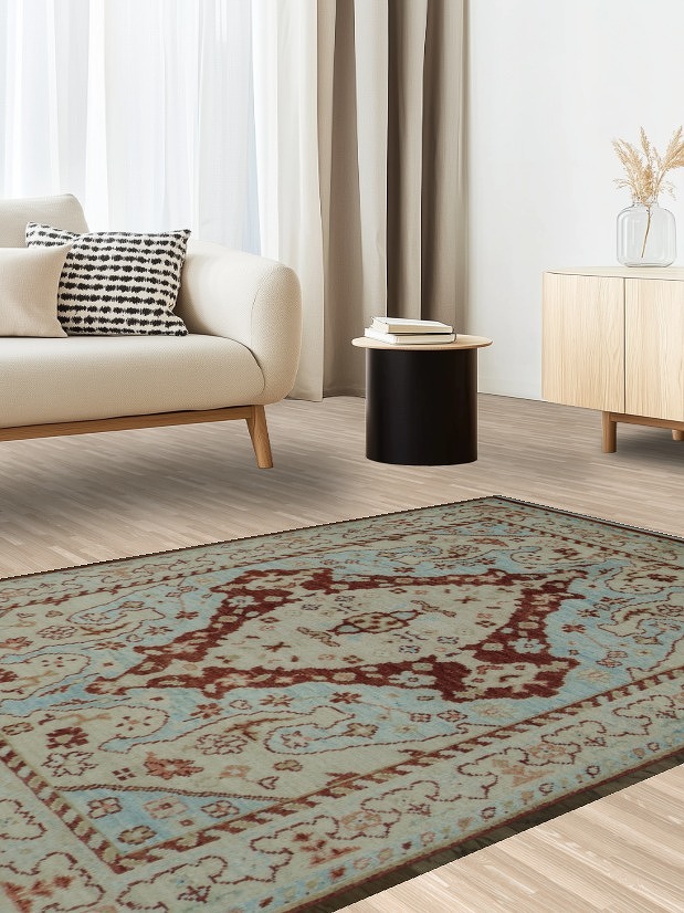 Vegetable Dye Oushak Turkish Area Rug 5x7