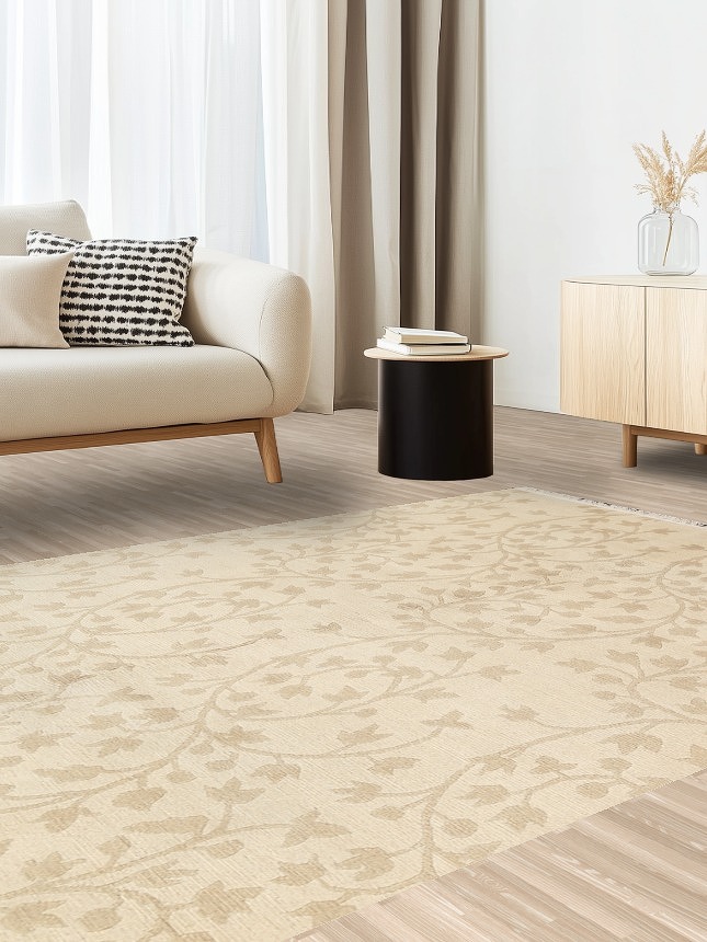 Nature Print Nepalese Vegetable Dye Area Rug 6x9