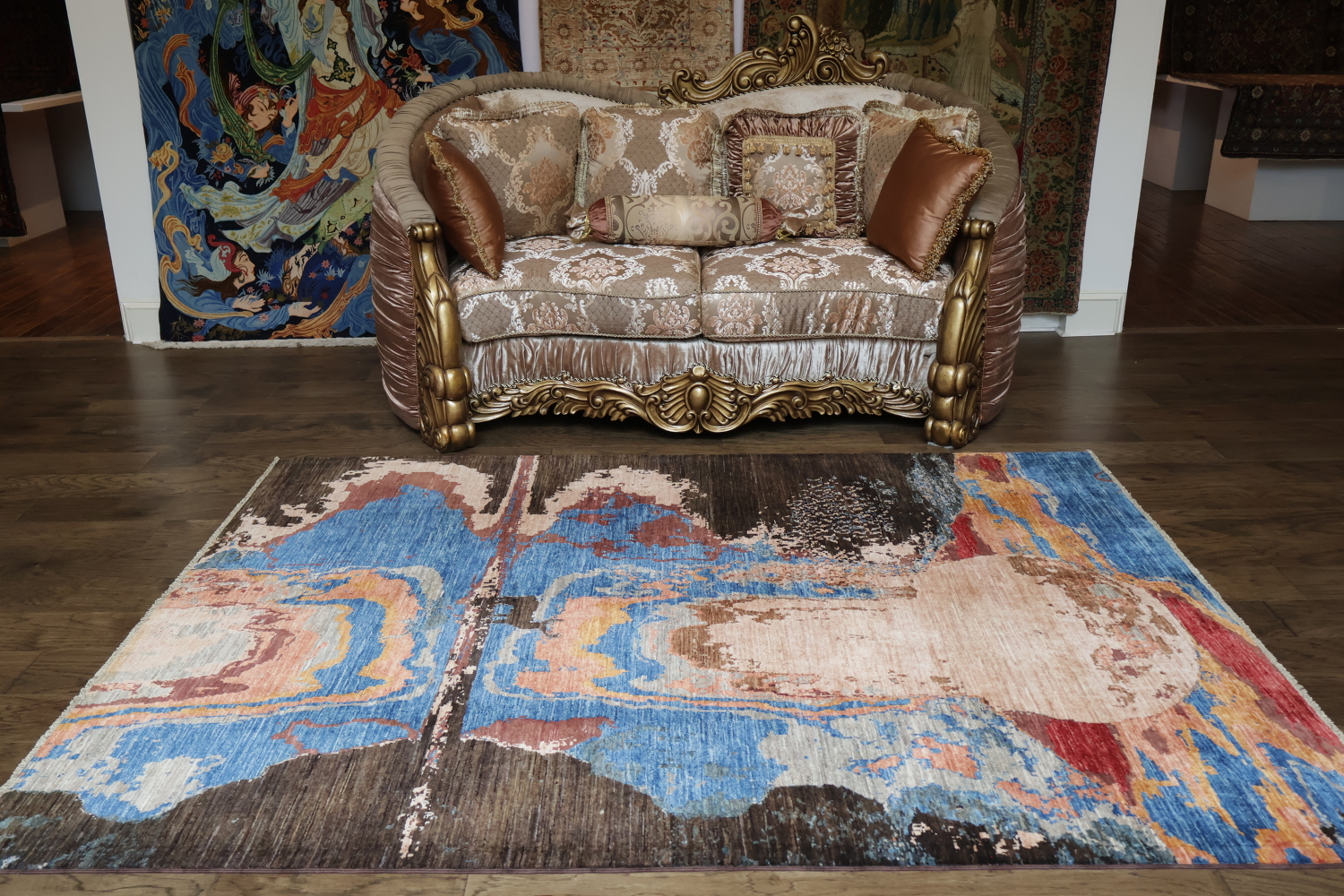 Contemporary Designer Rug Featuring Bold and Expressive Colors 6x8